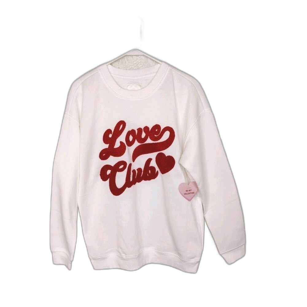 no comment Love Club Sweatshirt Medium White and Red